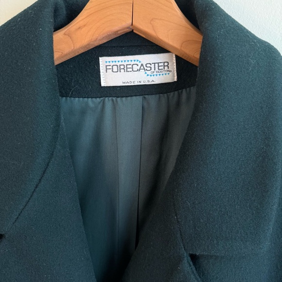 Vintage Hunter Green Wool Coat Forecaster Boston Double Breasted Gold Buttons 18 - Picture 4 of 8